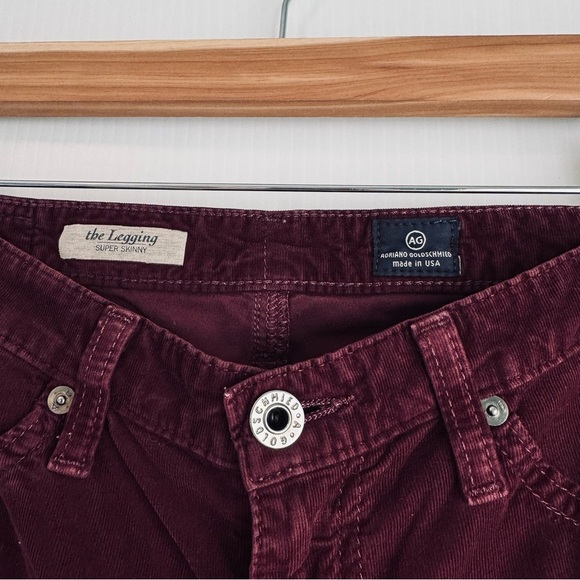 AG Adriano Goldschmied Women's Deep Red corduroy Skinny pants the legging super - Picture 3 of 8